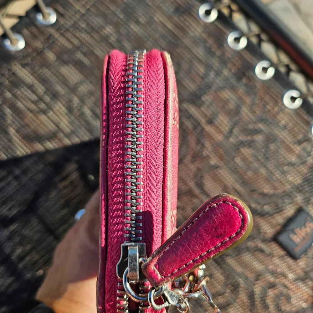 Christian Dior GUC Canape Coated Canvas Wallet with Removable Charm